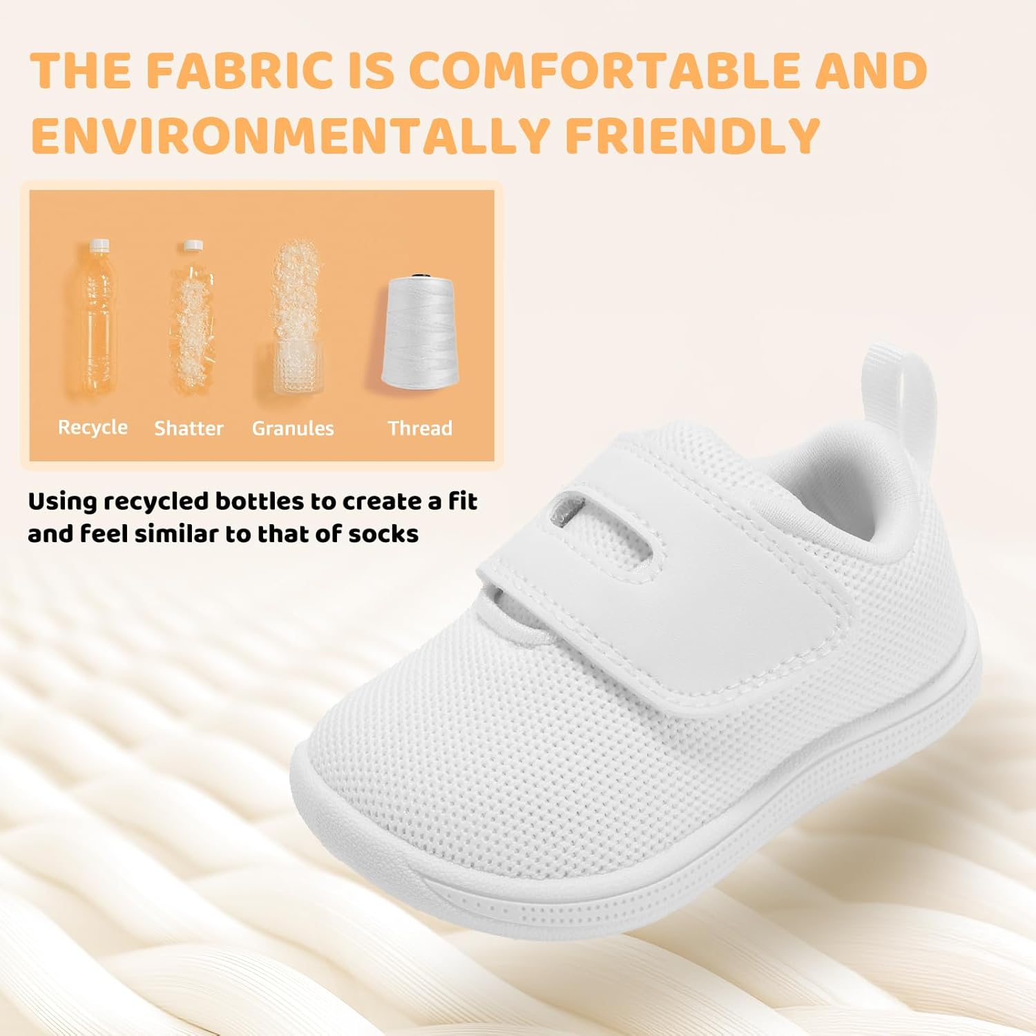 Toddler Wide Toe Box Shoes Girl Boy First Walking Sneakers Barefoot Non-Slip Infant Shoe All White Size 12-18 Months - Image 5