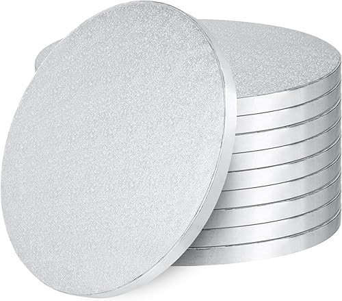 MANCHAP 10 tambores redondos plateados de 12 pulgadas, base de tambor de pastel de 12 pulgada de grosor para decorar y mostrar pasteles