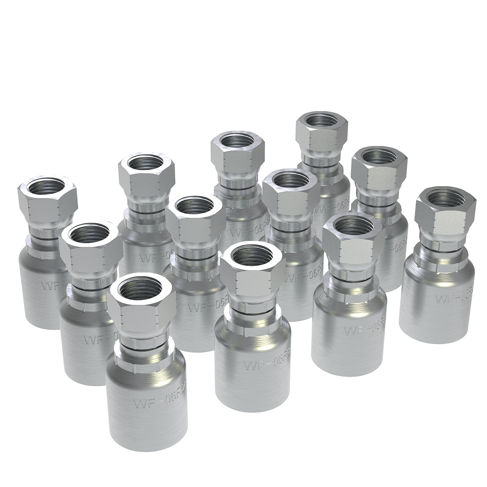 12PCS 1/4 inch Hydraulic Hose Fittings 1/4" Hose x 1/4" JIC 37° Female Pipe Hydraulic Hose Crimp Fitting Ends for Air Hose Repair Kit