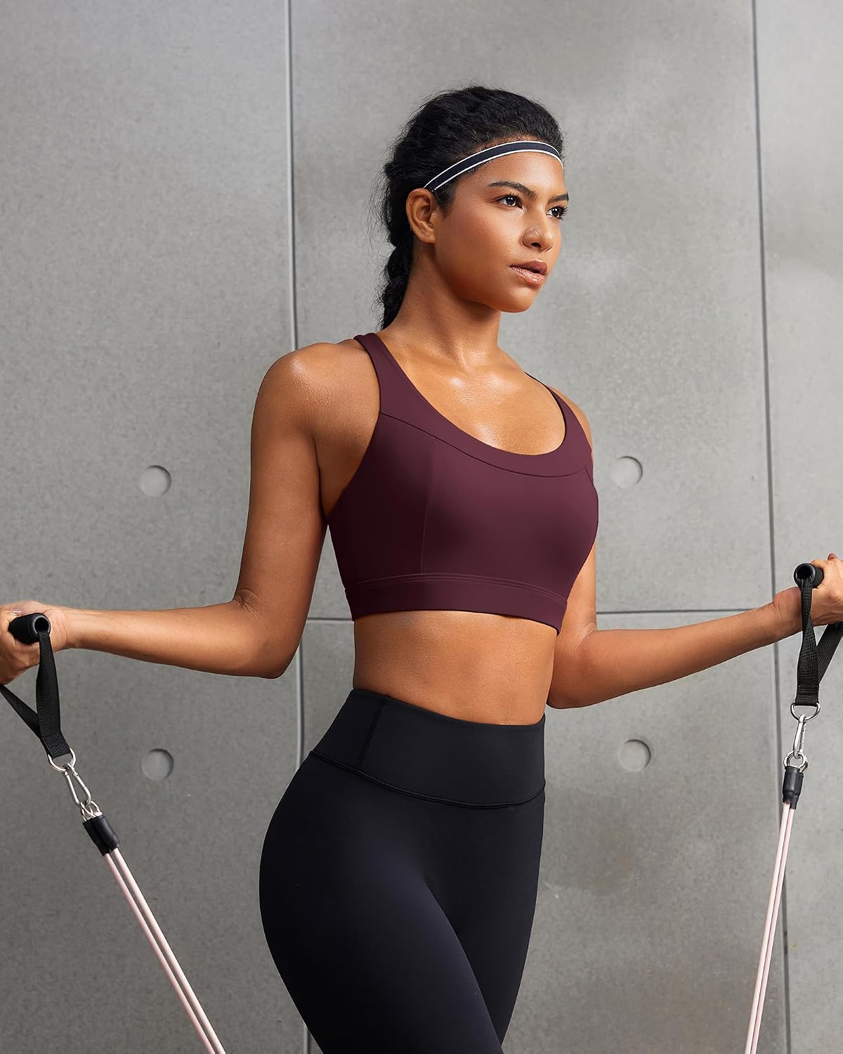 RUNNING GIRL High Impact Sports Bras for Women, High Support Running Adjustable Sports Bra Molded Cup Strappy Sports Bras