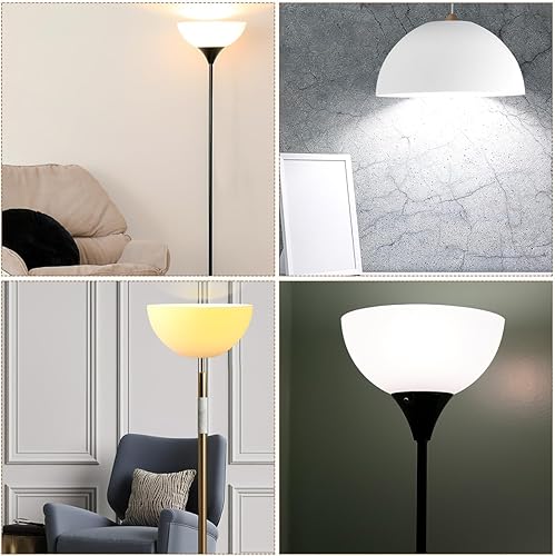 Miniatura 5 de 4 piezas de pantalla de lámpara de luz blanca para lámpara de mesa, pantalla de lámpara de cristal, pantalla con forma de tazón, pantalla de lámpara
