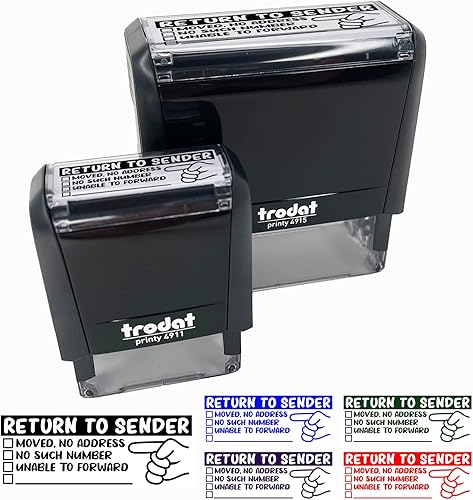 Regreso al remitente - Sello de tinta de goma autoentintado para oficina de negocios 2-34 pulgadas grande tinta azul cielo