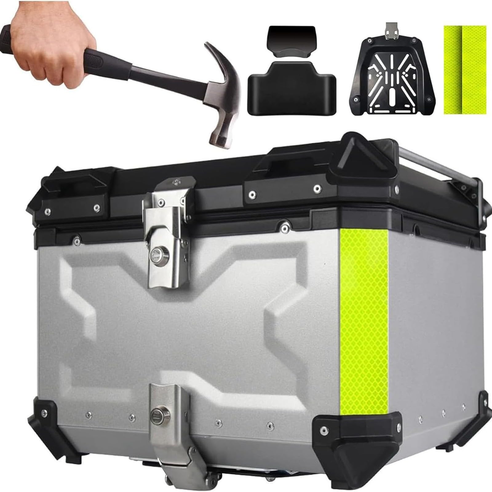 Top case de moto 55L coffre de moto universel noir avec dossier et plaque de base