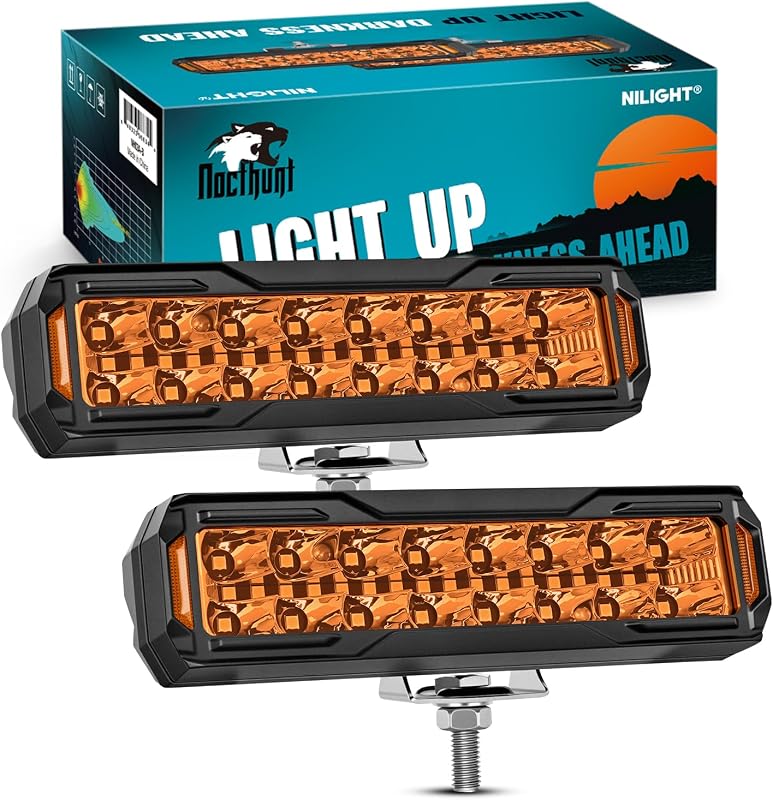Barra de LED Nilight 6 Polegadas 50 W Âmbar com Feixe Spot Flood Combo – 2 unidades