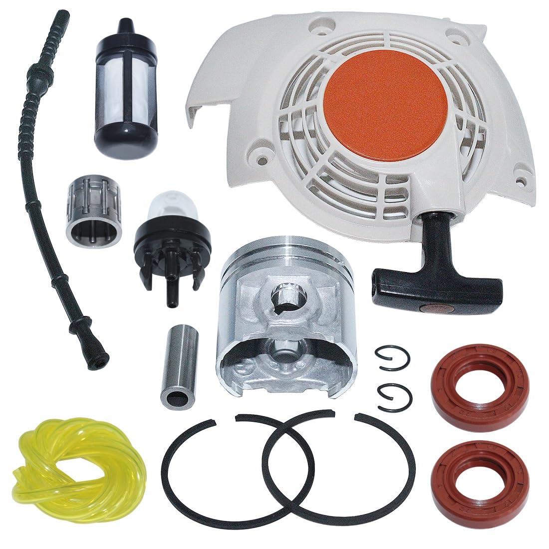 Arrancador de Retroceso for FS120 FS200 FS250, Kit de línea de Filtro de Combustible de pistón de 40mm, Recortadora de césped de 4 Tiempos, Piezas de Herramientas de jardín