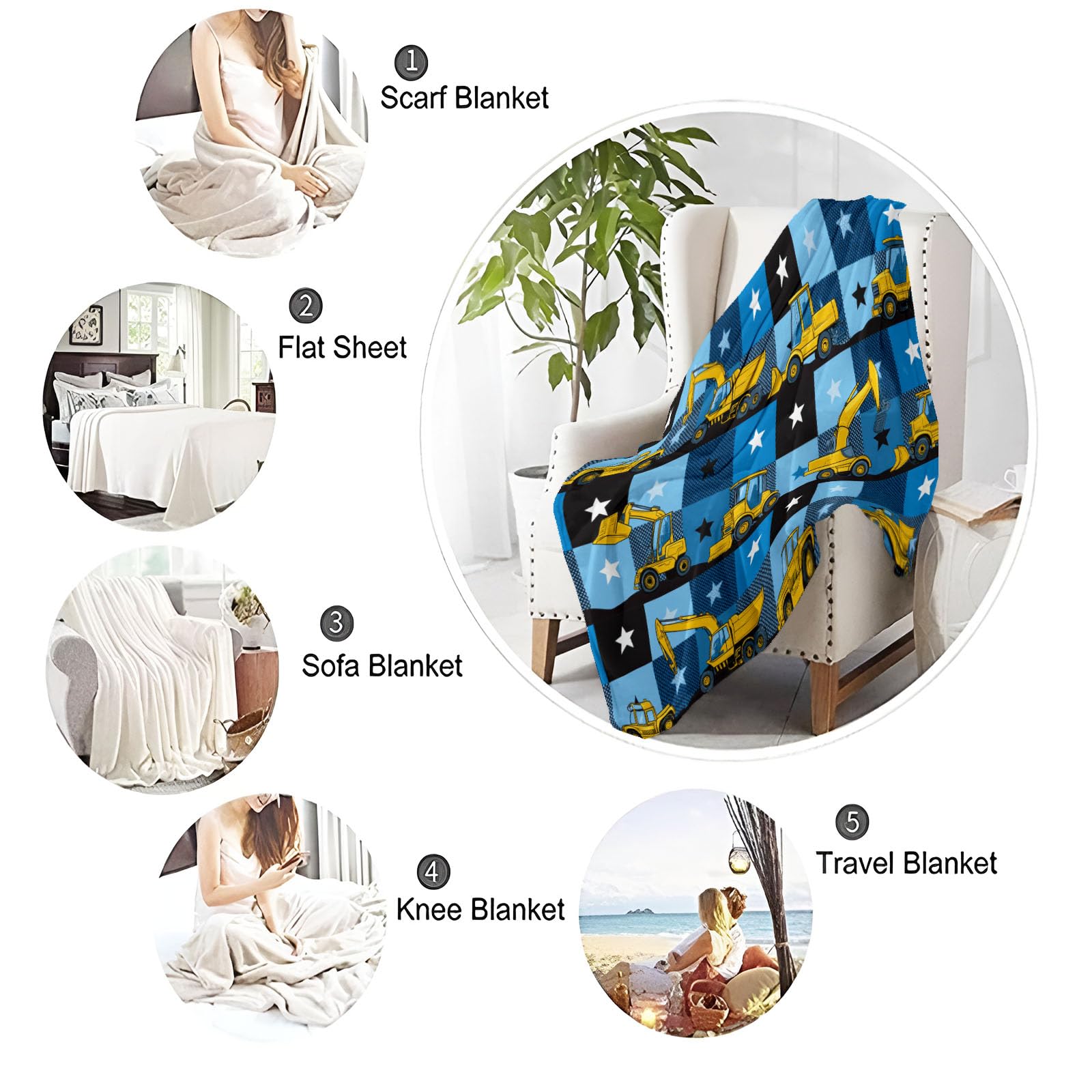 Generisch Decke Kuscheldecke 150x200 cm - Flauschige Flanelldecke mit Exquisit Farblock Sterne Motiv, Mehrfarbig Weiche Kuscheldecke für Sofa Bett Kinderzimmer, Decke als Geschenk
