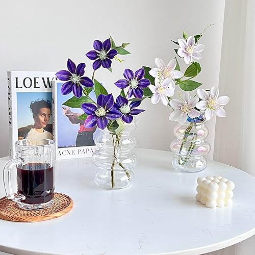 Miniatura 6 de BLOFLO - Florero hidropónico de vidrio transparente, florero de vidrio transparente iridiscente de 7 pulgadas, florero floral de vidrio geométrico