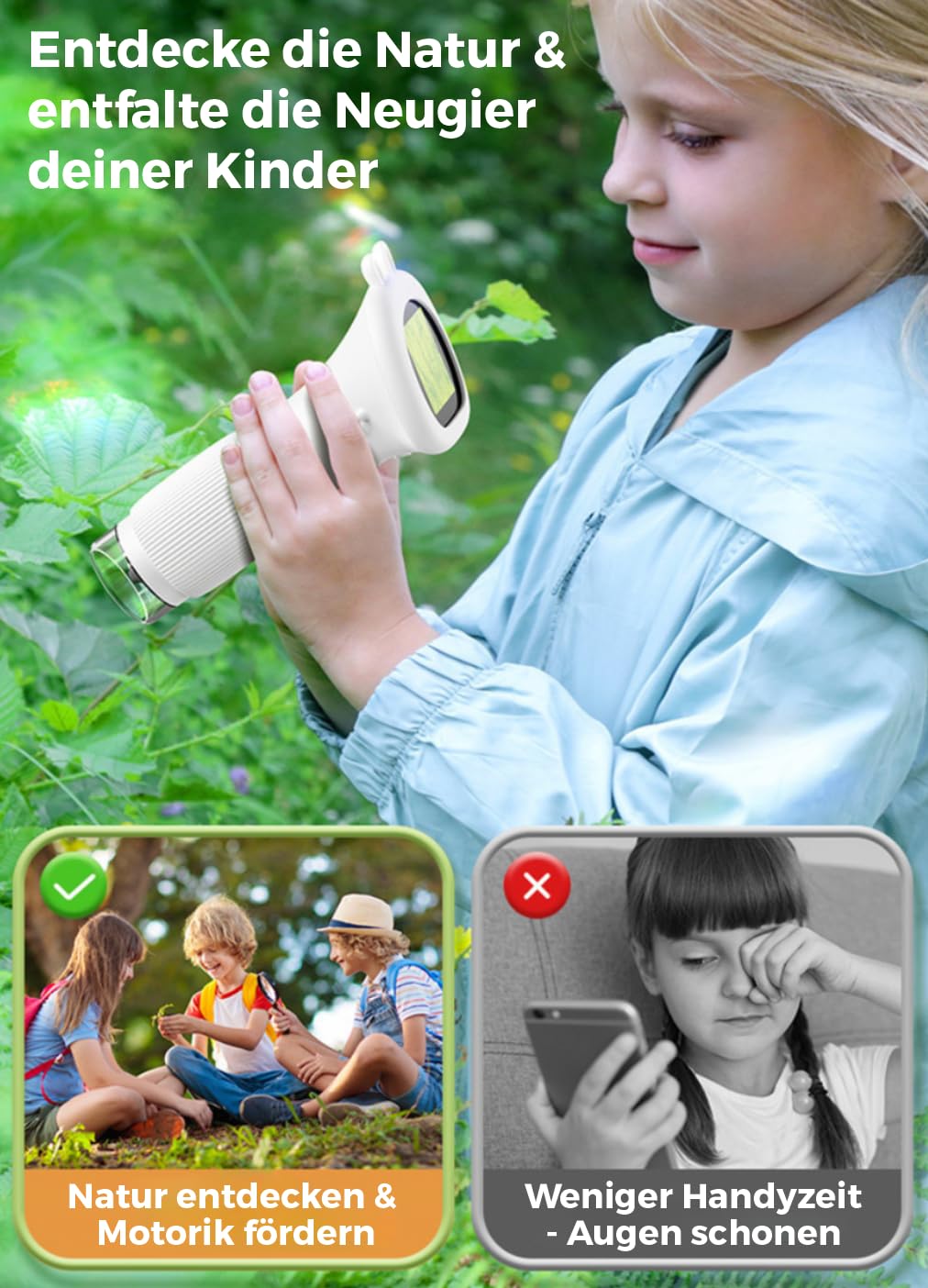 Lemoni Explorer - Digitaler Mikroskop Digitales Mikroskop für Kinder, 2,0'' IPS-Bildschirm, USB Mikroskop mit LED-Lichtern, ideal für PC-Anschluss und Outdoor-Nutzung ab 3 Jahren