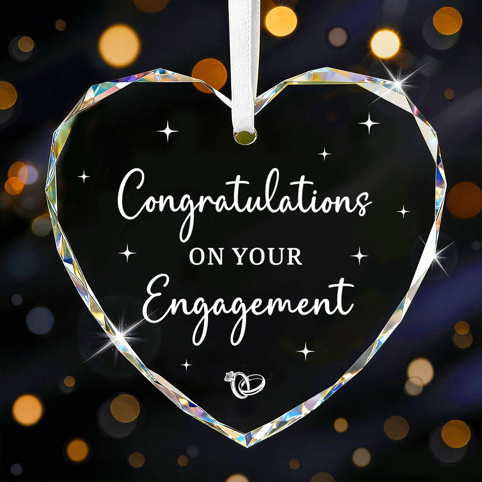Comooka Ttransparent Engagement Gifts For Couples, Crystal Heart Ornament, Congratulations On Your Engagement, Newly Engaged Keepsake Decorations