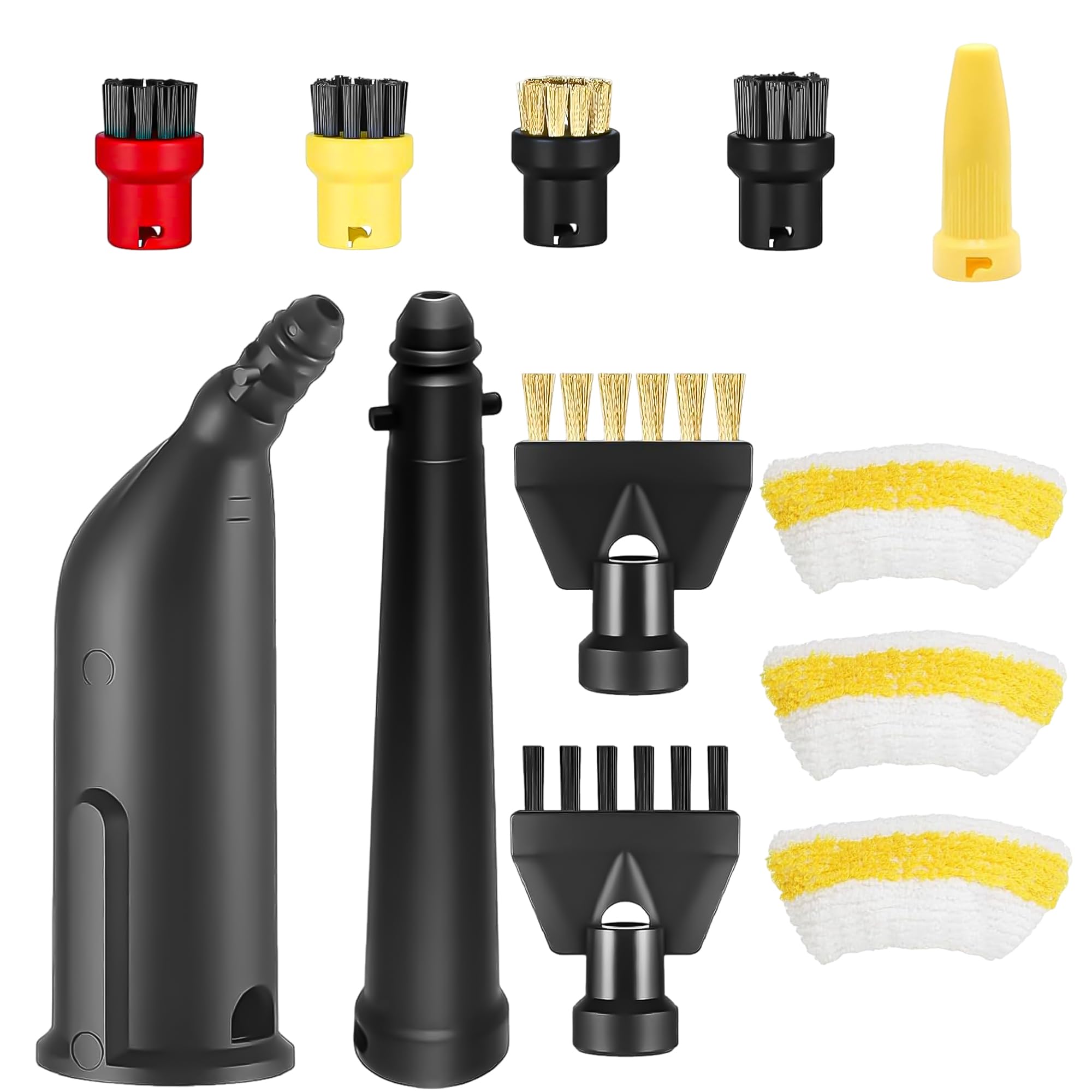 Ensemble de 12 accessoires pour nettoyeur vapeur pour Kärcher Easyfix SC1, SC2, SC3 et SC4, brosse ronde, brosse plate, buse allongée, buse coudée, buse pour recoins, chiffon en microfibre