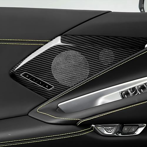 Miniatura 5 de AIRSPEED Adhesivo para cubierta de altavoz de sonido para puerta de automóvil C8 de fibra de carbono dura real, para Chevrolet Corvette C8 2020 2021