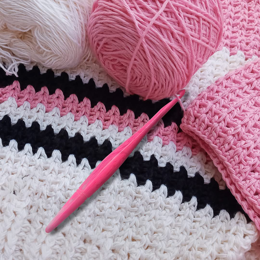 Ommi Ergonomic Handle Crochet Hooks | Handcrafted 7 Crochet Hook | Knitting Needle, Craft Yarn Weave | Best Gift! (Pink Swirl, 7 mm) - Image 2