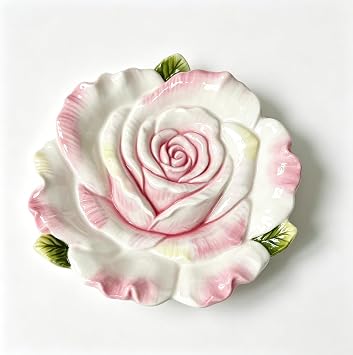 Ceramic Dessert Plate, 3D Hand-paint Champagne Rose Fruit Plate -8 inches