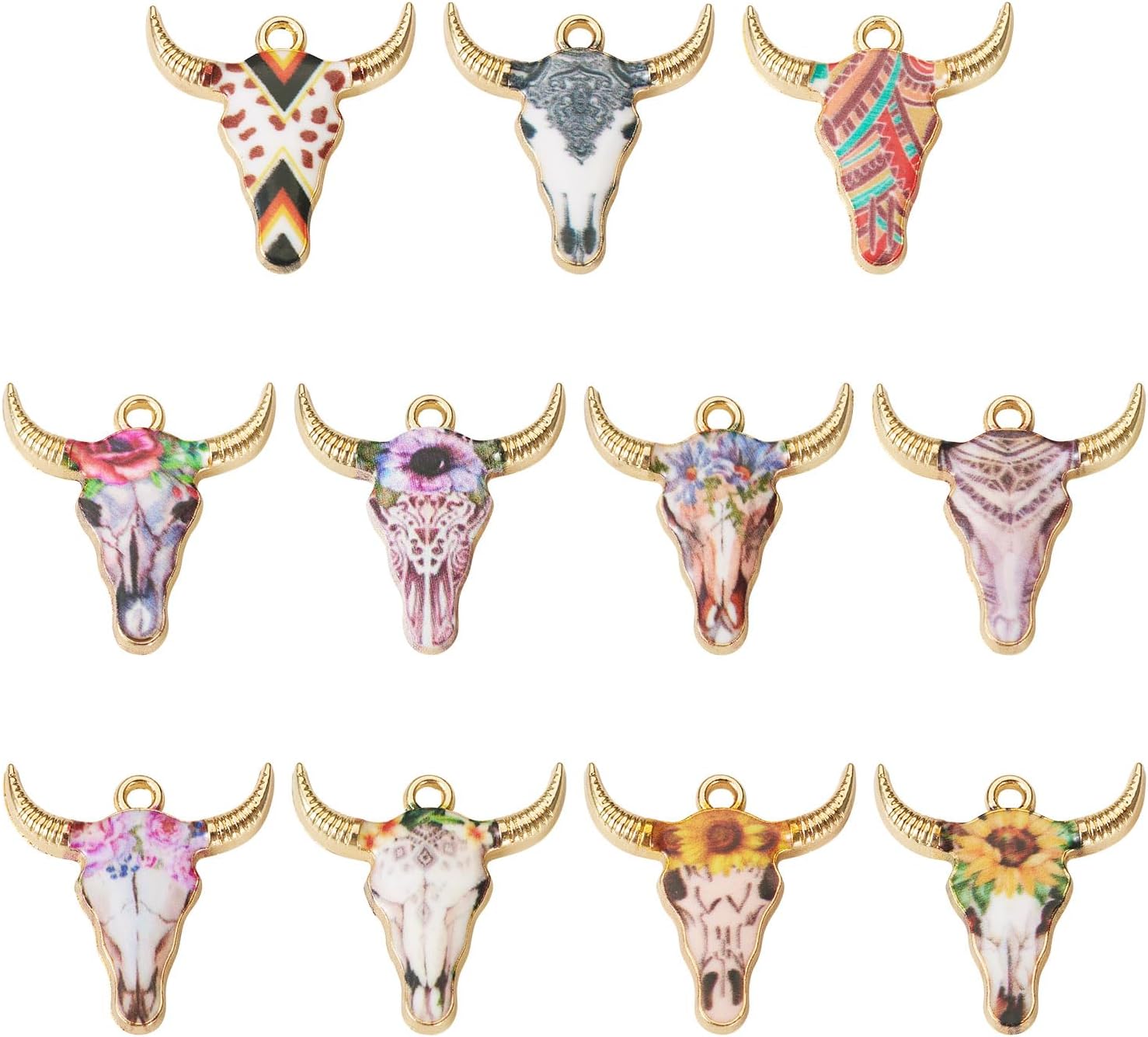 Craftdady 22Pcs Enamel Animal Charms - 11 Colors Ox Cattle Head Charms Light Gold Bull Head Pendants for DIY Earring Jewelry Making Supplies - Image 7