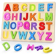 Alphabet Puzzles, Wooden Puzzles for Toddlers, ABC Shape Puzzles for Kids, Preschool Learning Activities, Gift for Girls Boys