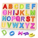 Alphabet Puzzles, Wooden Puzzles for Toddlers, ABC Shape Puzzles for Kids, Preschool Learning Activities, Gift for Girls Boys