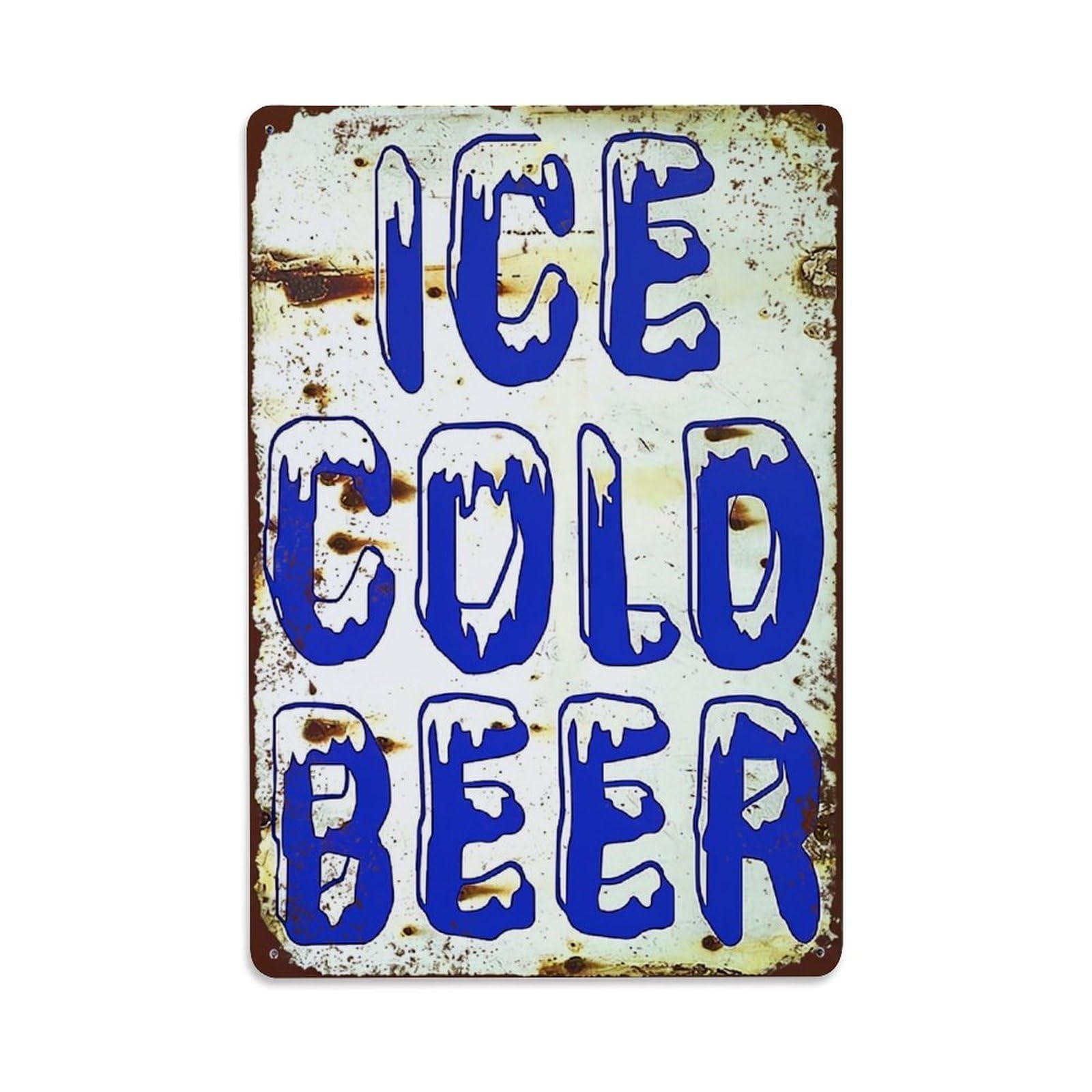 Ice Cold Beer Sign Pattern Vintage Tin Sign Retro Metal Wall Decor Metal Poster, Home Bar Garage Farmhouse Cafe Wall Art Decoration 8x12Inches