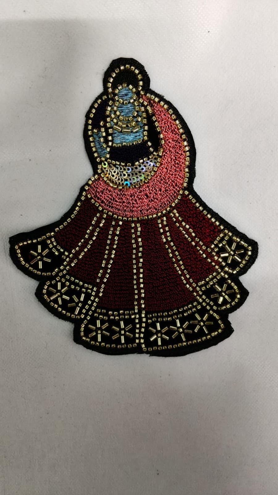 Designer Embroidered Lady Motif Saree Patches for Blouse, Saree Border, Lehenga, DIY Craft, Sewing, and Ethnic Dress Decoration (Multicolor, Pack of 6)-picture-11