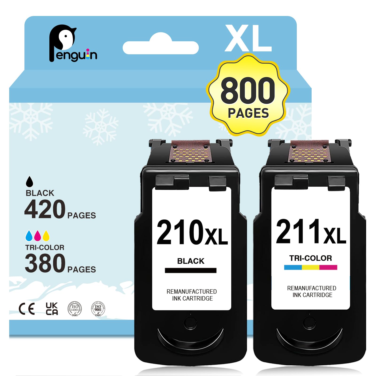 Penguin 210XL and 211XL Ink Cartridges for Canon 210 XL and 211 XL Ink Cartridges for PIXMA MX320 MX420 MX410 IP2720 MX350 MX360 MX340 MP250 Printers