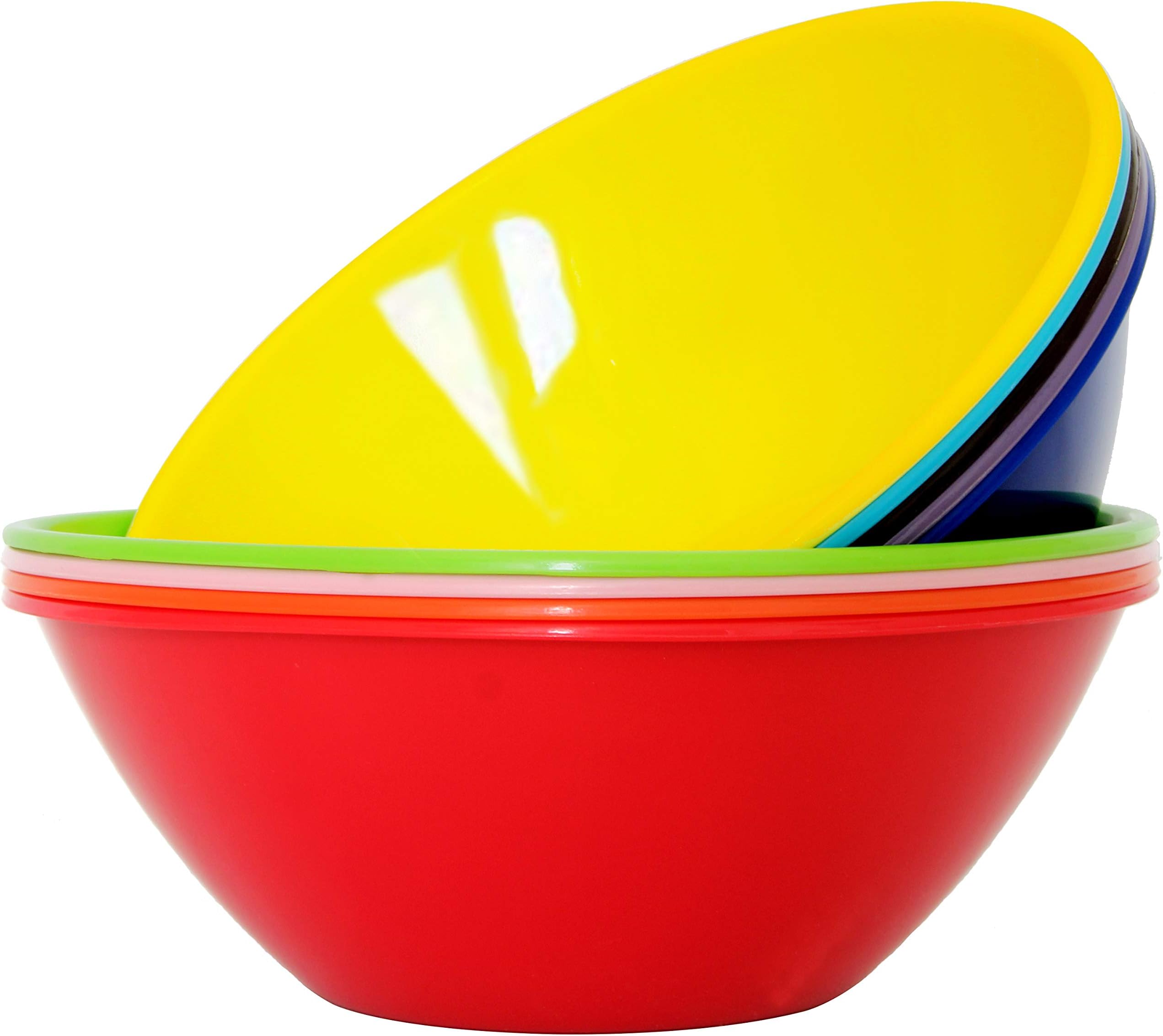 9 Pack 3000ML Re-usable Plastic Mixing and Serving Bowls, Popcorn Bowls, Salad Bowls, Chip and Dip Serving Bowls, in 9 Colors (Rainbow)