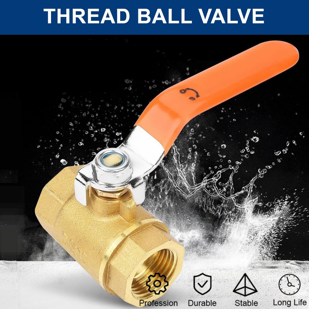 Valvola a Sfera in Ottone DN40 1 1/2 Pollici, Chiusura Valvole a Sfera con Filettatura Femmina Valvole Aria Acqua 1,6 MPa