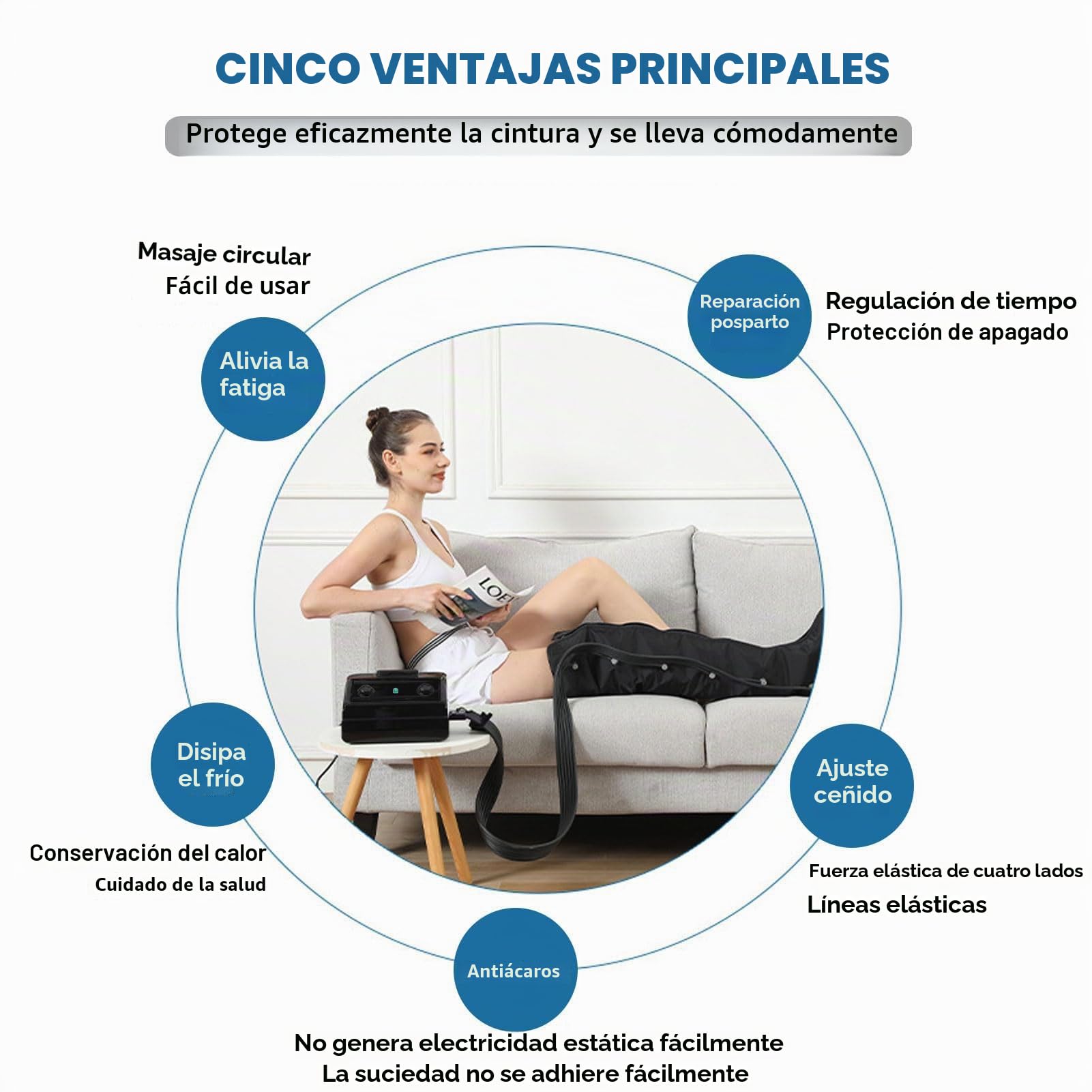 Masajeador Eléctrico de Compresión de Aire, Botas Presoterapia para Casa Abdomen y Piernas, Masajeador de Piernas Circulación Presoterapia para Drenaje Linfático y Favorece