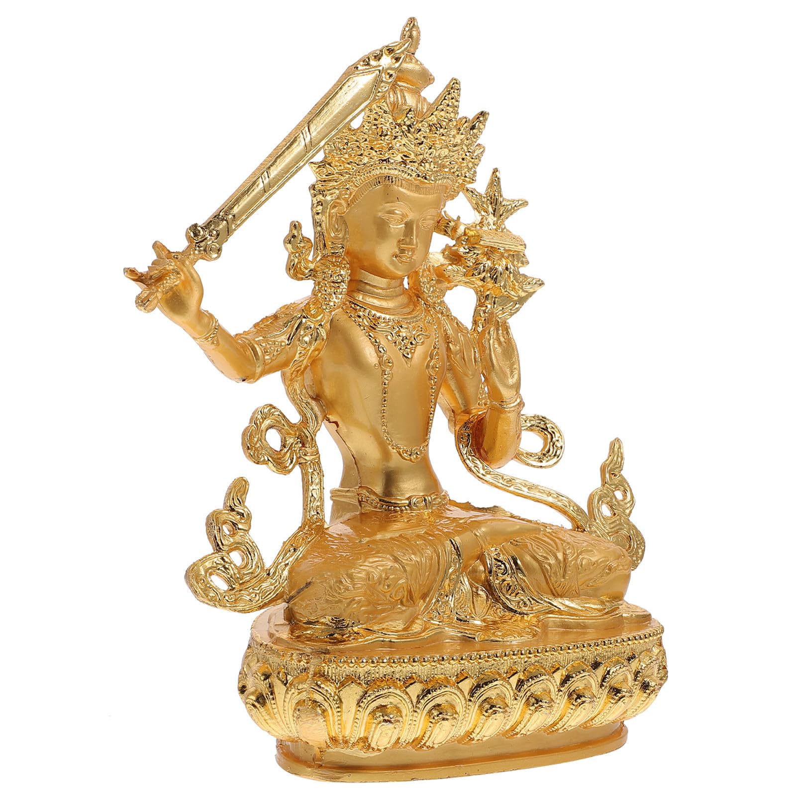 UKCOCO Figura de Buda Dorada de Aleación para Escritorio, Figura Vintage Fácil de Transportar y Almacenar, Adorno para Hogar Estilo Budismo y Meditación