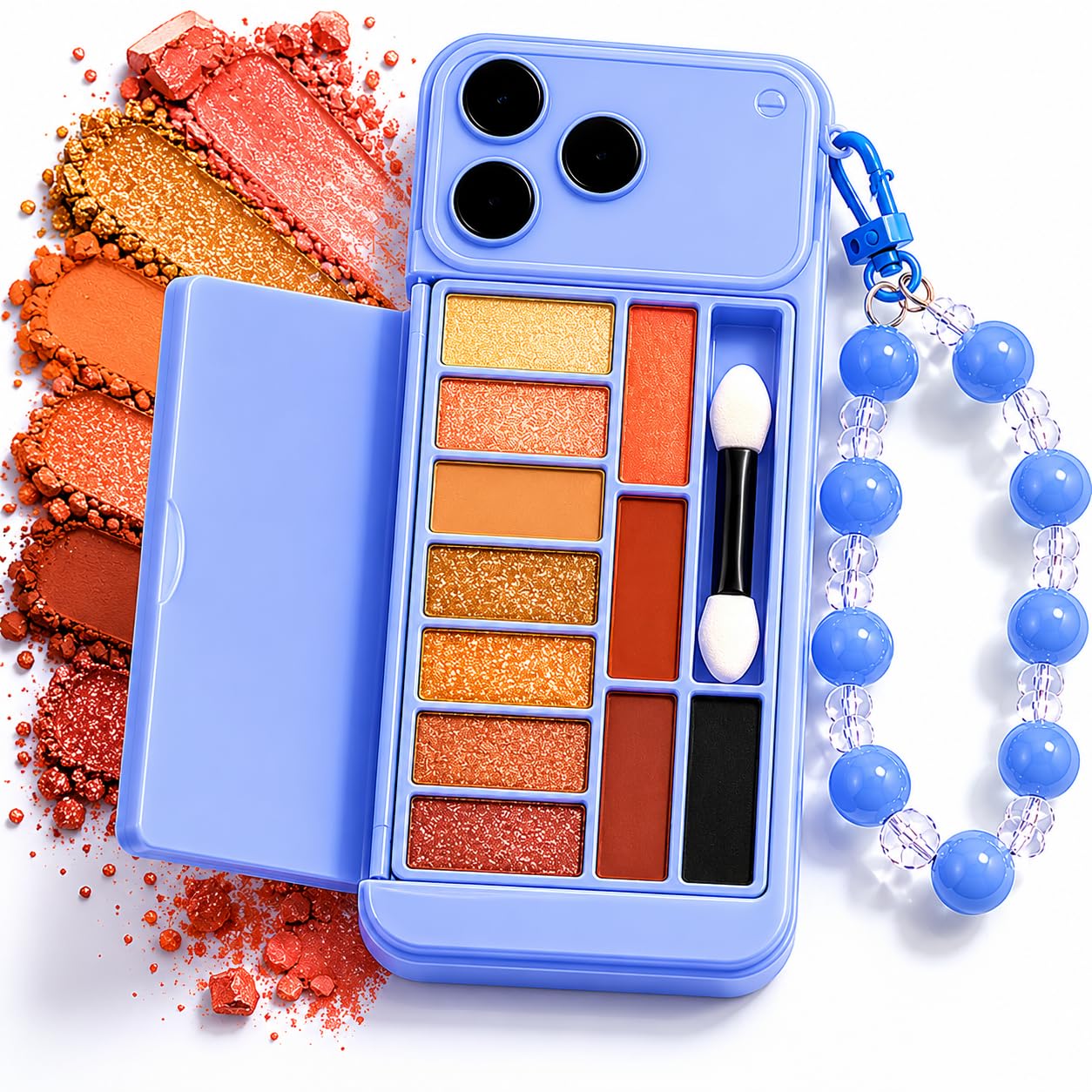 Beauty Makeup Kit in iPhone-Shaped Case with Mirror for Women & Girls – Travel-Friendly Compact Makeup Set with Brightening Powder, Highlight & Blush Palette, Long-Lasting Cosmetic Gift Set (Blue)-picture-11