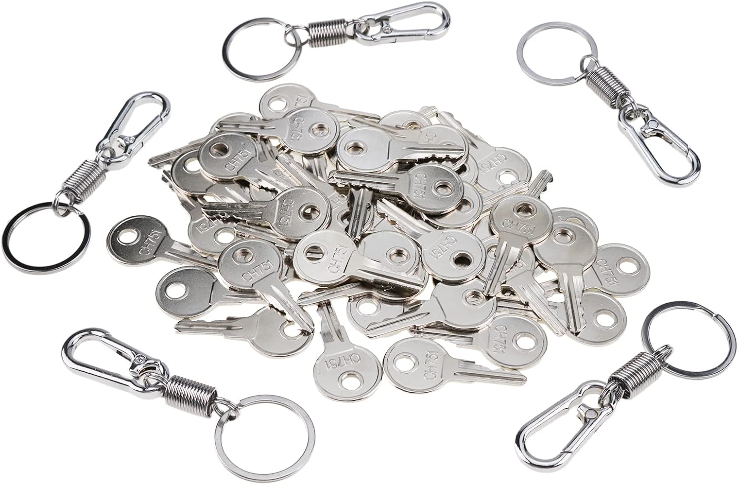 50X RV Lock Keys CH751 for RV Compartments Campers Cabinet Door Hatch Locks Carts T-Handles Pickup Shells Tool Boxes Trash Laundry Chutes Sprinkler Controllers with 5PCS Keychain