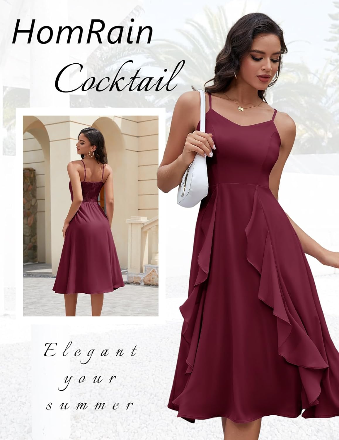 HomRain Women's Cocktail Tea Party Beach Dresses Formal Graduation Wedding Guest Chiffon Summer Evening Elegant Dress 2025 - Image 3