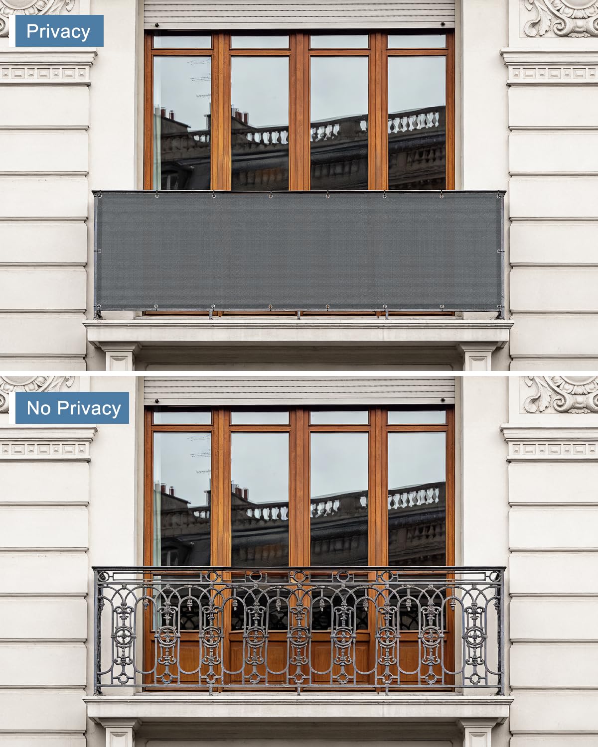 Cool Area Copertura per Recinzione per Balcone, in HDPE, con Occhielli, Protezione UV, Resistente alle intemperie, per Esterni, Cortile, terrazza, Veranda, Patio, ringhiera per Appartamenti, 9 x 30,5