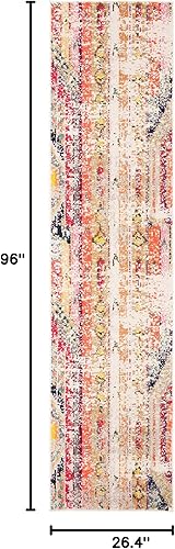 Miniatura 2 de SAFAVIEH Madison Collection - Alfombra de pasillo de 2 pies 2 pulgadas x 8 pies, color gris y naranja, diseño tribal bohemio, chic envejecido, no