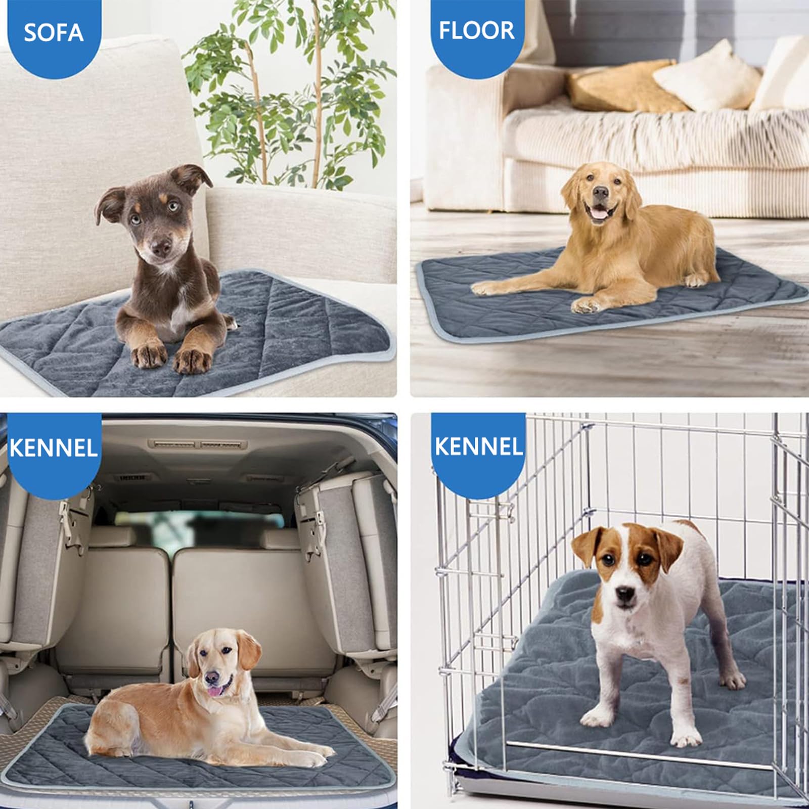 2 Pack Selbstheizende Thermomatte, Selbstheizende Decke für Hundeboxen, Extra Warme Thermounterlage für Welpen, rutschfest Und Waschbar, Ohne StromanschlussGrey,S