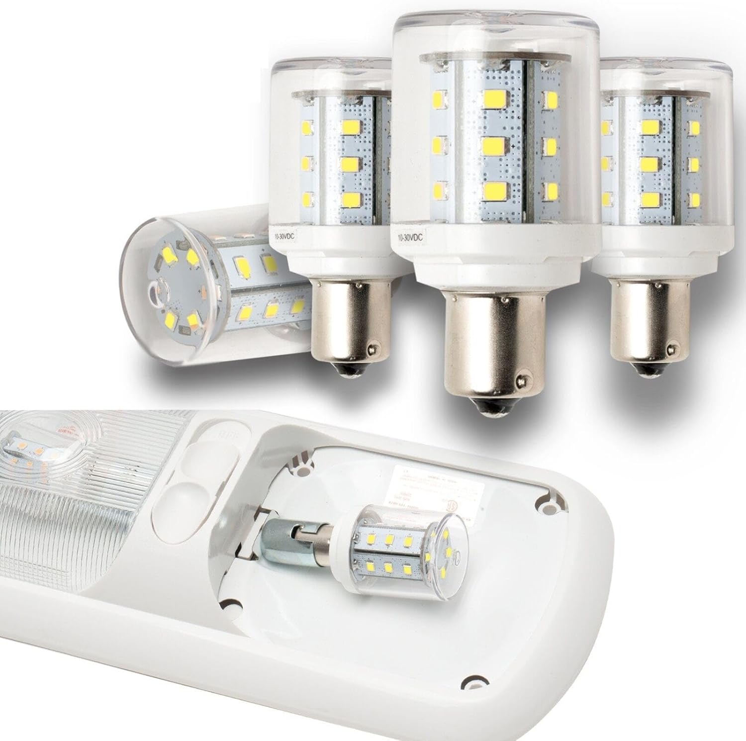LLB115624CWCC4 4x 1156/1141 Interior Light bulb RV Trailer 6500K Cool W 10-30V LL-B1156-24CW-CC-4