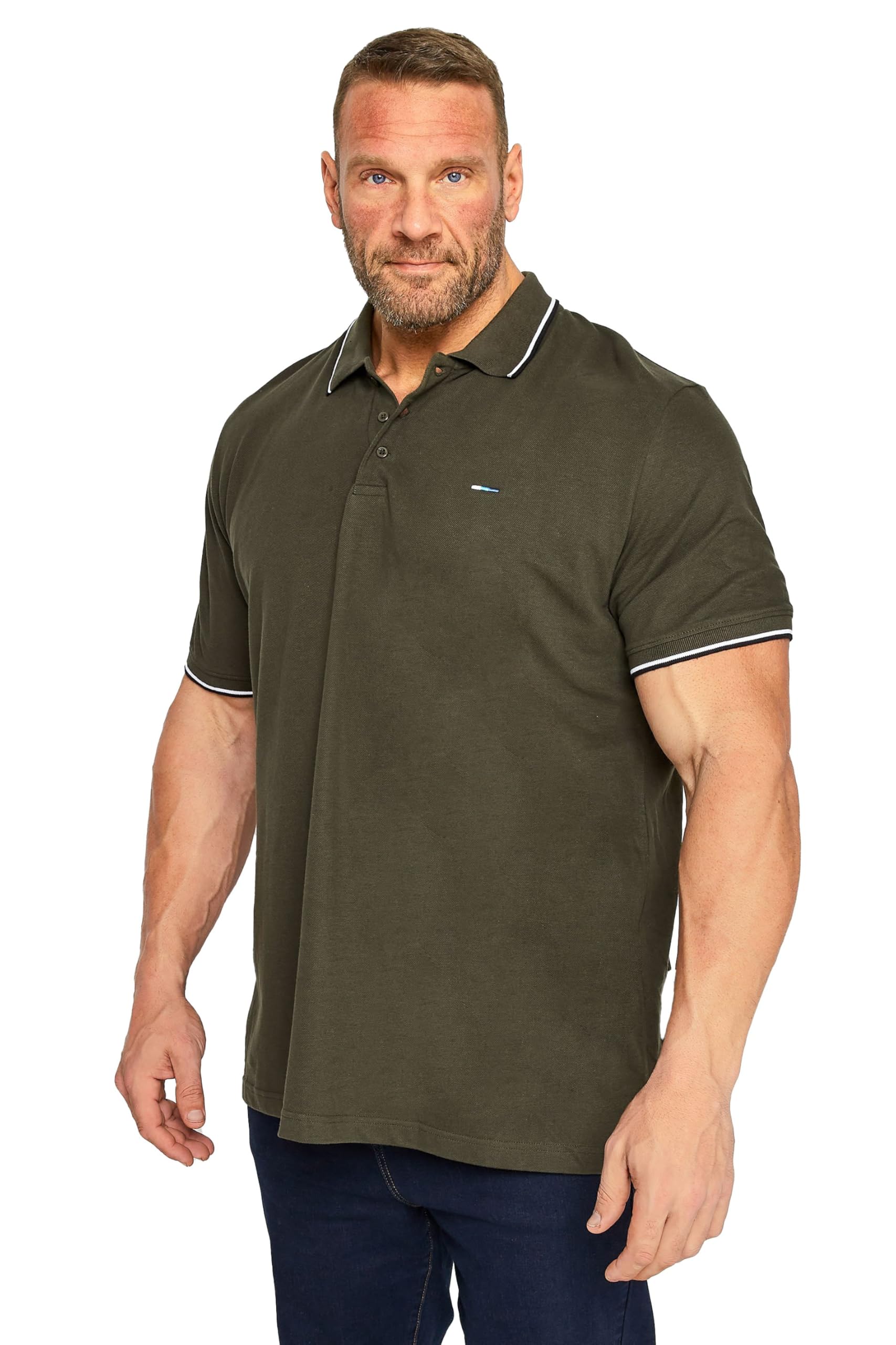 Badrhino Green Big & Tall Forest Tipped Core Polo Shirt - Men's - Plus Curve 5XL-6Xl Plus