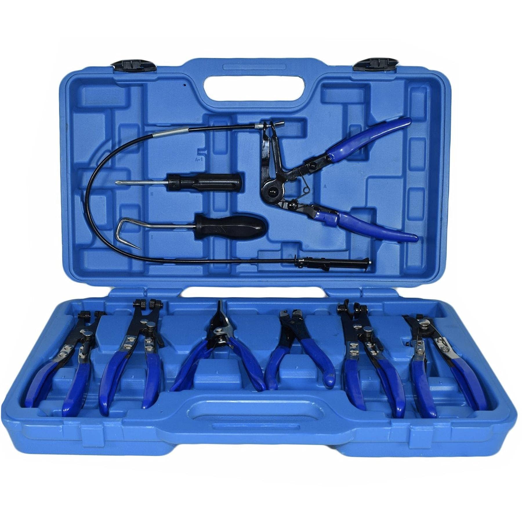 Dapetz ® 9Pcs Flexible Hose Clamp Pliers Set, Long Reach Spring Wire Clip Plier Hose Clamp Pliers Remover Kit for Replacement of Fuel, Oil, Water Hose,Black