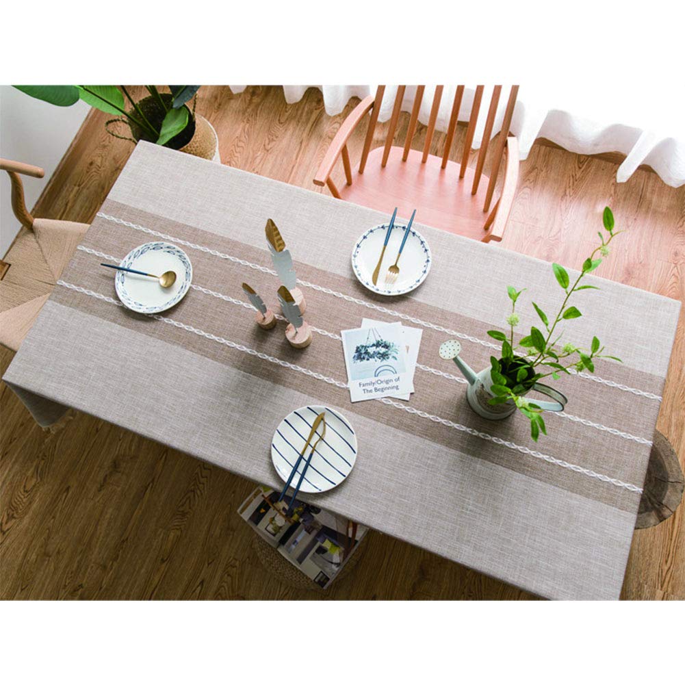 Prostokątny obrus z lnu bawełnianego – odporny na zagniecenia i plamy, można prać w pralce do dekoracji mebli w jadalni(Coffee,140x180cm)