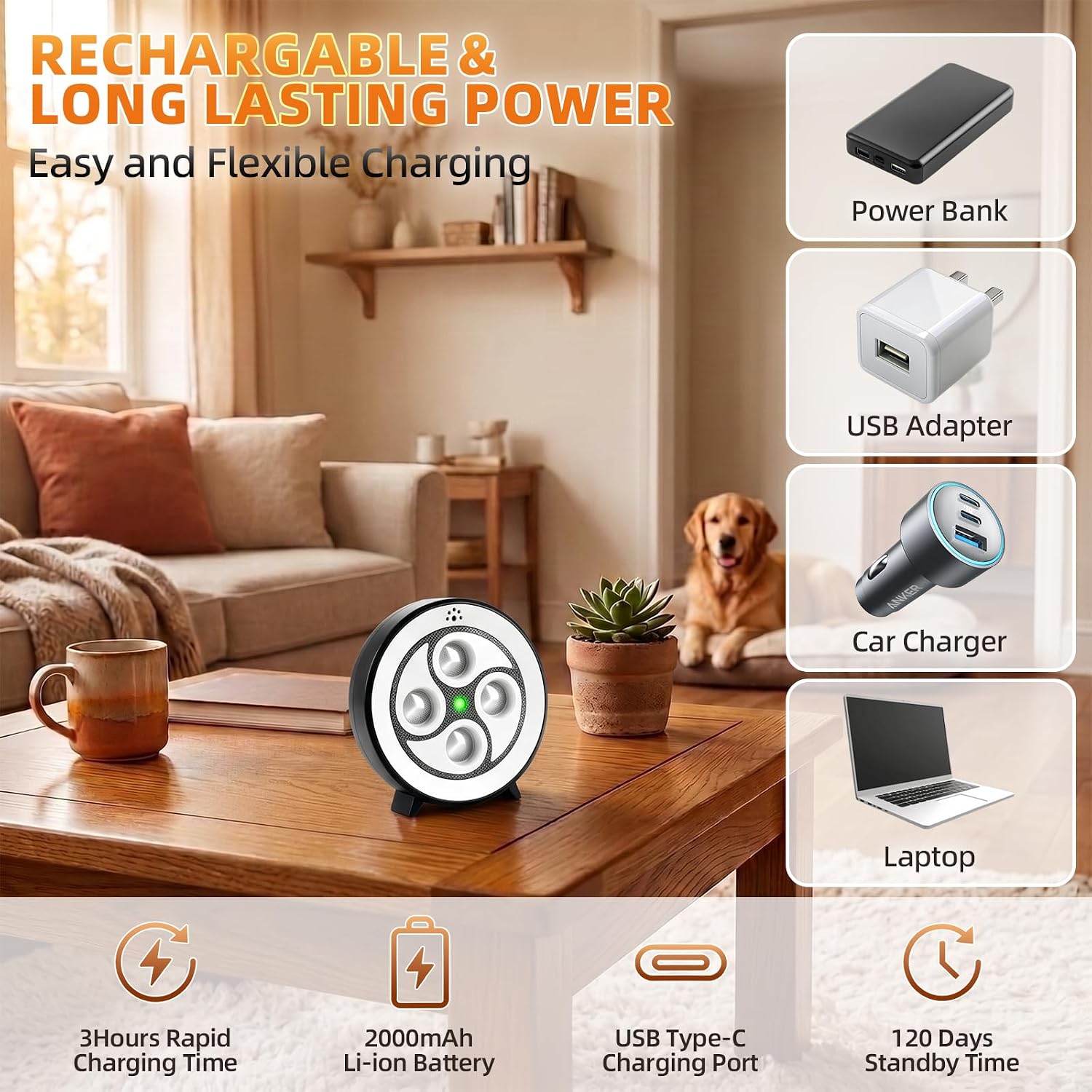 Rechargeable Ultrasonic Dog Bark Deterrent, 6 Modes, 300FT Remote Control, Dual Emitters 75FT Range, IP65 Waterproof Humane Anti Barking Device for Indoor Outdoor Use (Black Bark Deterrent Device) | Anti Barking Device Helps Stop Barking from Your Dog or Neighbor Dogs Indoor & Outdoor