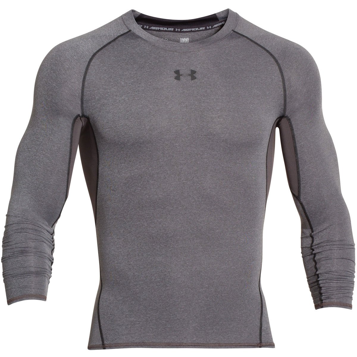 Under Armour UA HeatGear Long Sleeve, Long-Sleeve Functional Shirt, Breathable Long-Sleeve Shirt for Men Men, Grey (Carbon Heather/Black (090)), L