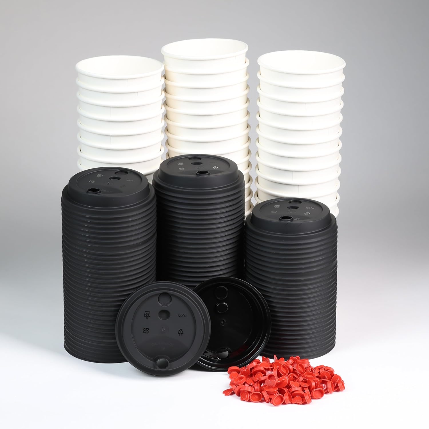Charming Artisan Design 100 Pack 12 oz Disposable Coffee Cups with Lids, Insulated Ripple Wall To-Go Paper Coffee Cups for Chocolate Cocoa and Hot/Cold Drinks, Kraft, Eco-Friendly Material