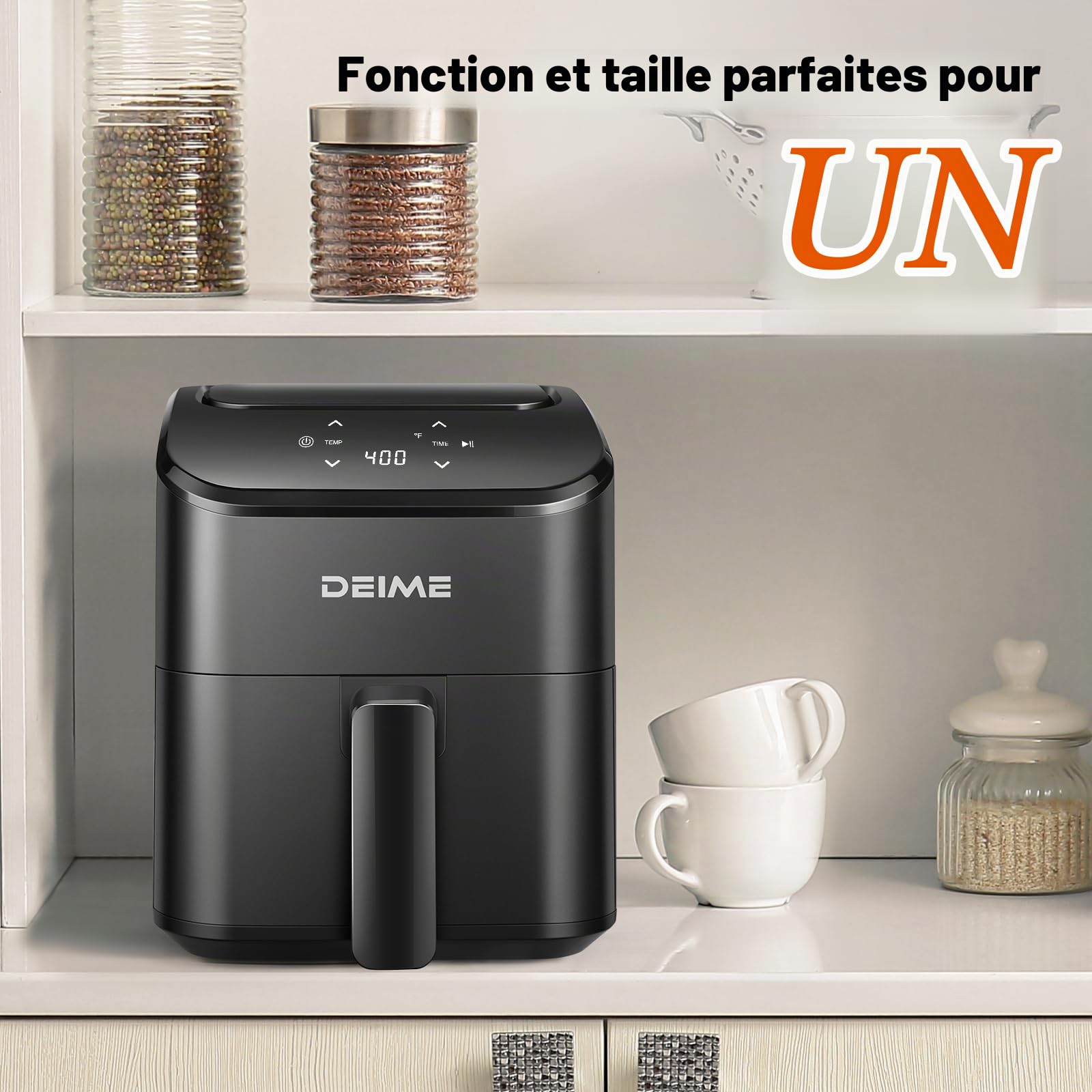 Friteuse à air 2,2 Pintes, Petite Mini Friteuse à air 4 en 1, Cuisson, Rôtissage, Réchauffage, 95% Moins d'Huile, Compacte et silencieuse, Antiadhésive et Lave-vaisselle