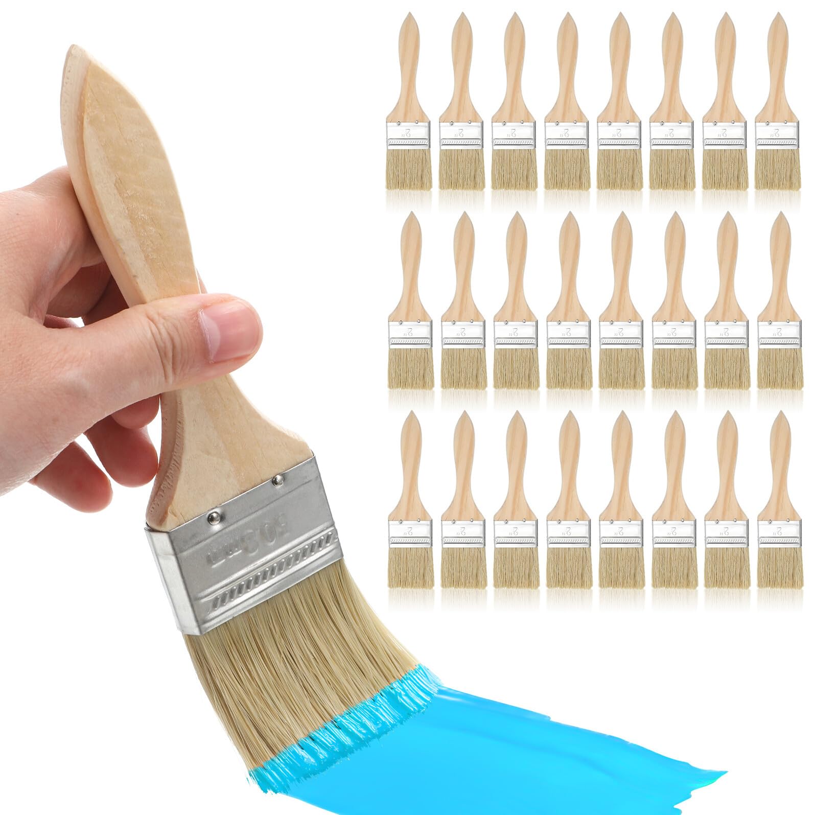 Lurrose 30pezzi Pennelli Con Manico in Legno Per Pittura Pennello Piatto Per Vernice Su e Recinzioni Per Interni Ed Esterni