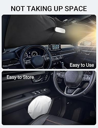 Vista 974 de Proadsy Parasol para parabrisas para BMW X1 F48 2016-2022 de 4 capas plegable, protector de parasol frontal que bloquea los rayos UV y mantiene