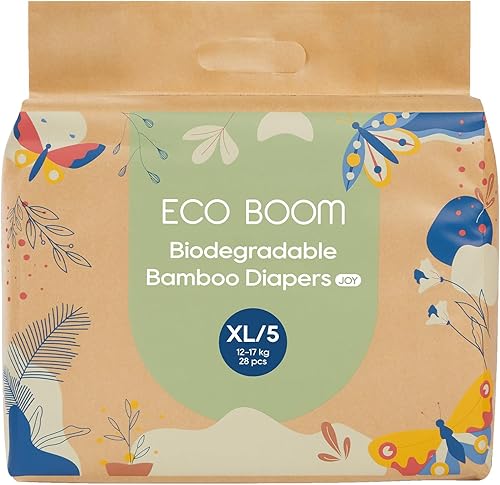 ECO BOOM Pañales de la talla 5, pañales de viscosa de bambú, sostenible, embalaje de papel