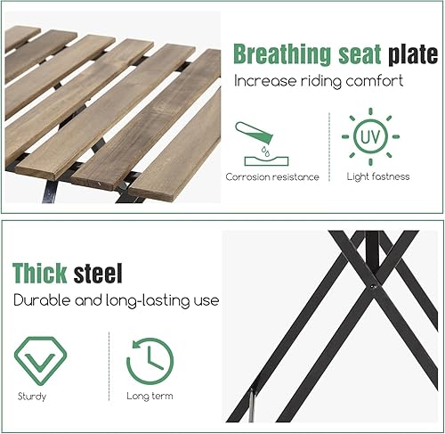 Miniatura 4 de BLKMTY Juego de 3 piezas de muebles de patio para exteriores, mesa plegable y sillas de madera, juego de mesa de balcón, cafetería, mesa cuadrada