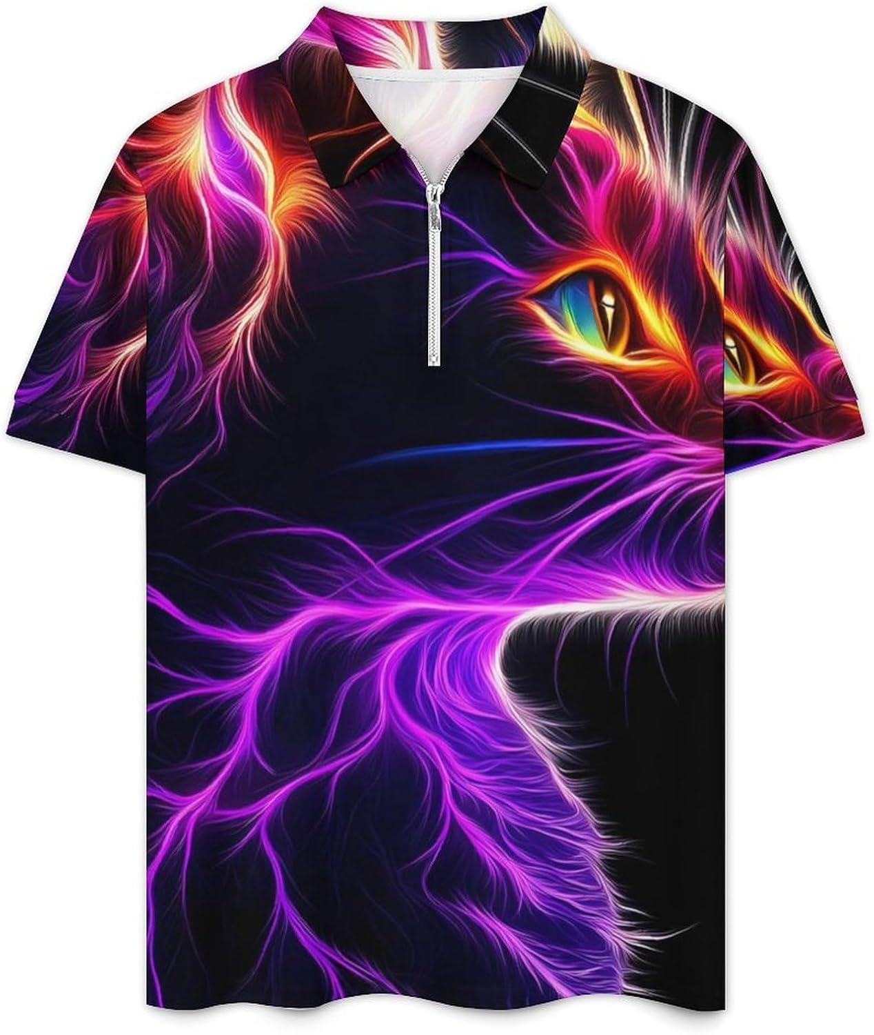 Thunder Cats Print Mens Polo Shirts Track Suits 2 Piece Short Sleeve Sweatsuit 1/4 Zip Golf Loungewear for Sports