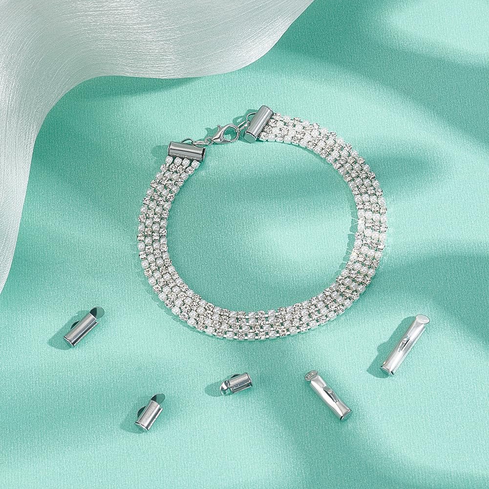 UNICRAFTALE 100pcs Slide On End Caps Clasp 5 Sizes Stainless Steel Tube End Bar Slider End Caps Crimp Terminators Clasp for Seed Beads Looms Multi-Strand Necklace Bracelet DIY Jewelry Making