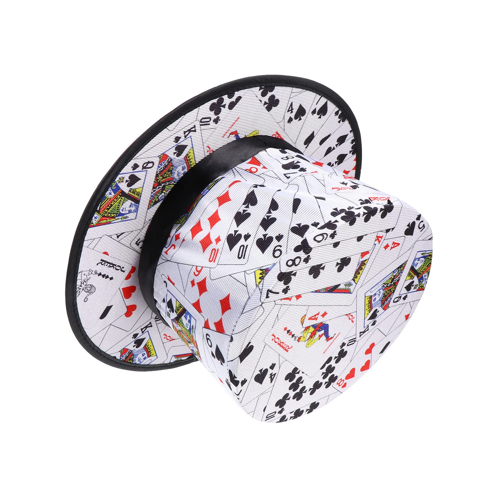 balacoo Magician Hat Butler Formal Costume Top Hat Funny Party Hats Costume Hats Collapsible Black Hat Trick Poker Card Design