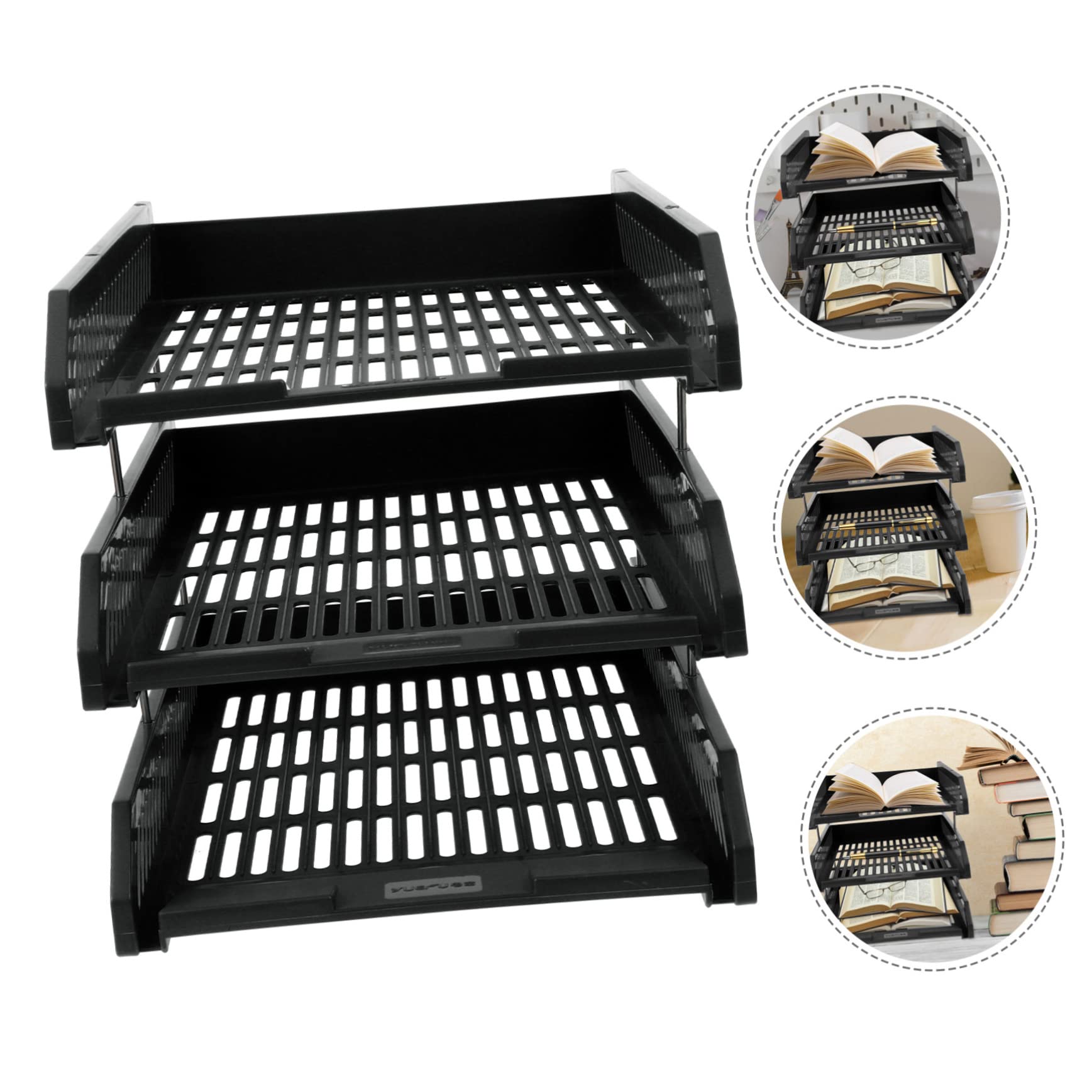 Gogogmee 1Pc Plastic File Document Organizer Stackable Desktop Rack for Letter Papers Folders and Office Supplies Modern Design for Efficient Document Storage