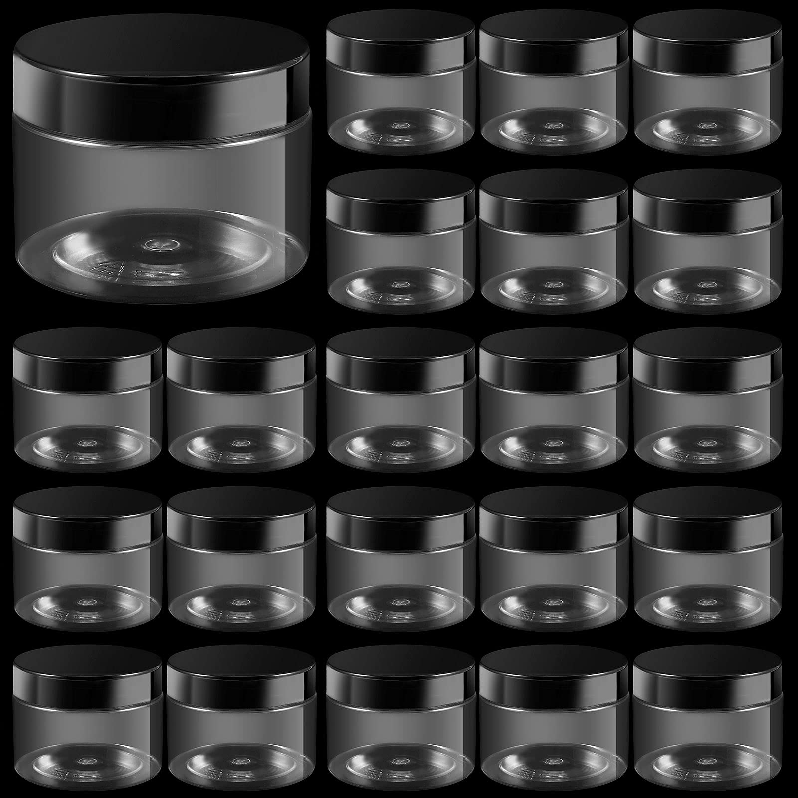 Zeonhei Clear 120Ml 46 Pack Plastic Jars With Black Lids, 4Oz Small Refillable Plastic Containers, Round Empty Leak-Proof Storage Spice Jars For Slime Making Kitchen Travel Diy Cosmetic Crafts